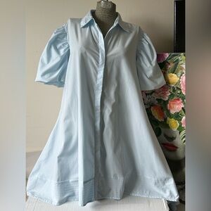 NWT TRUE DESTINY HI/LOW DRESS, PUFF SLEEVES, STITCHING ON HEMLINE, NO BELT 1X